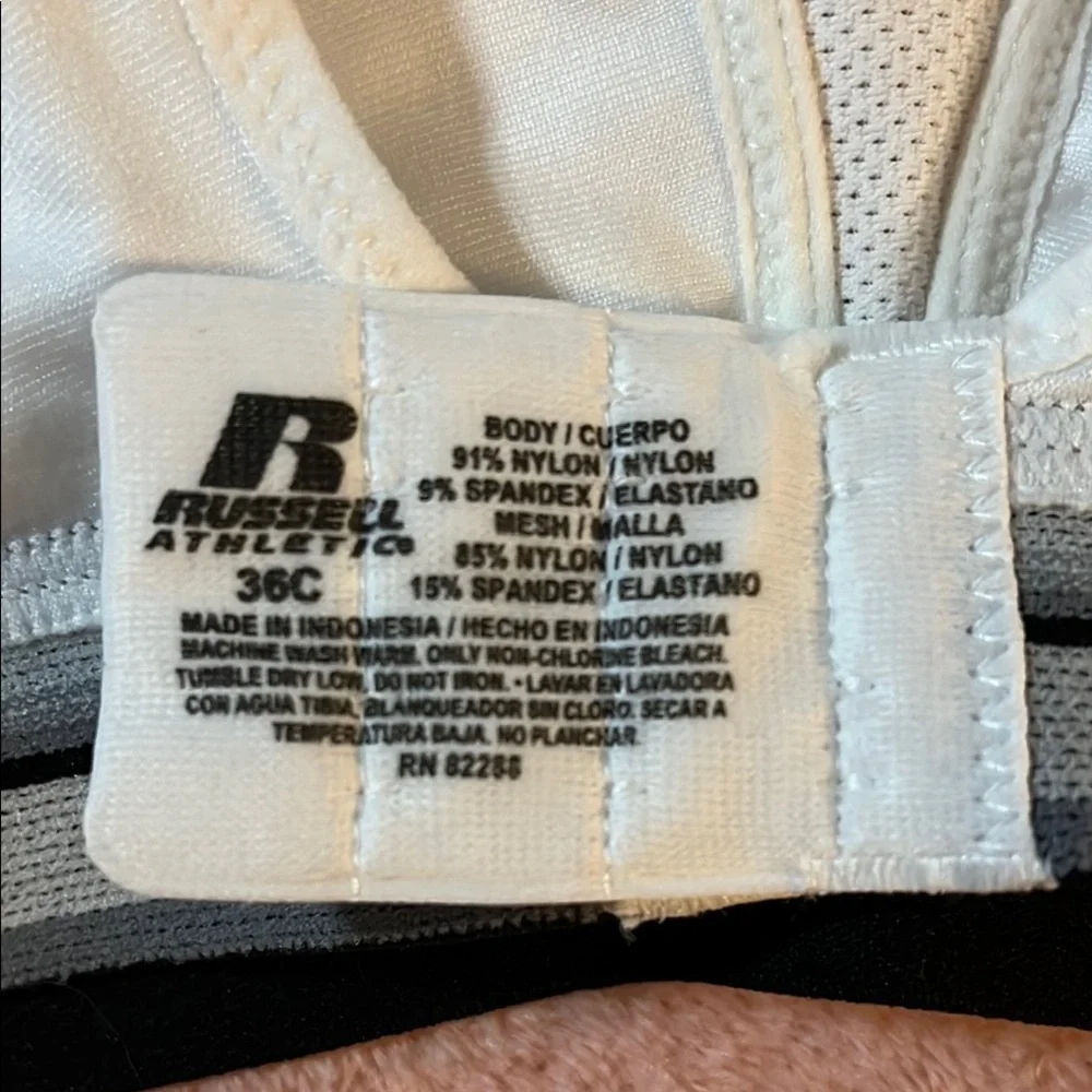 Russell Athletic Cream Sports Bra with Black Band